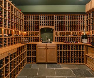 wine room at Adam Levine's home