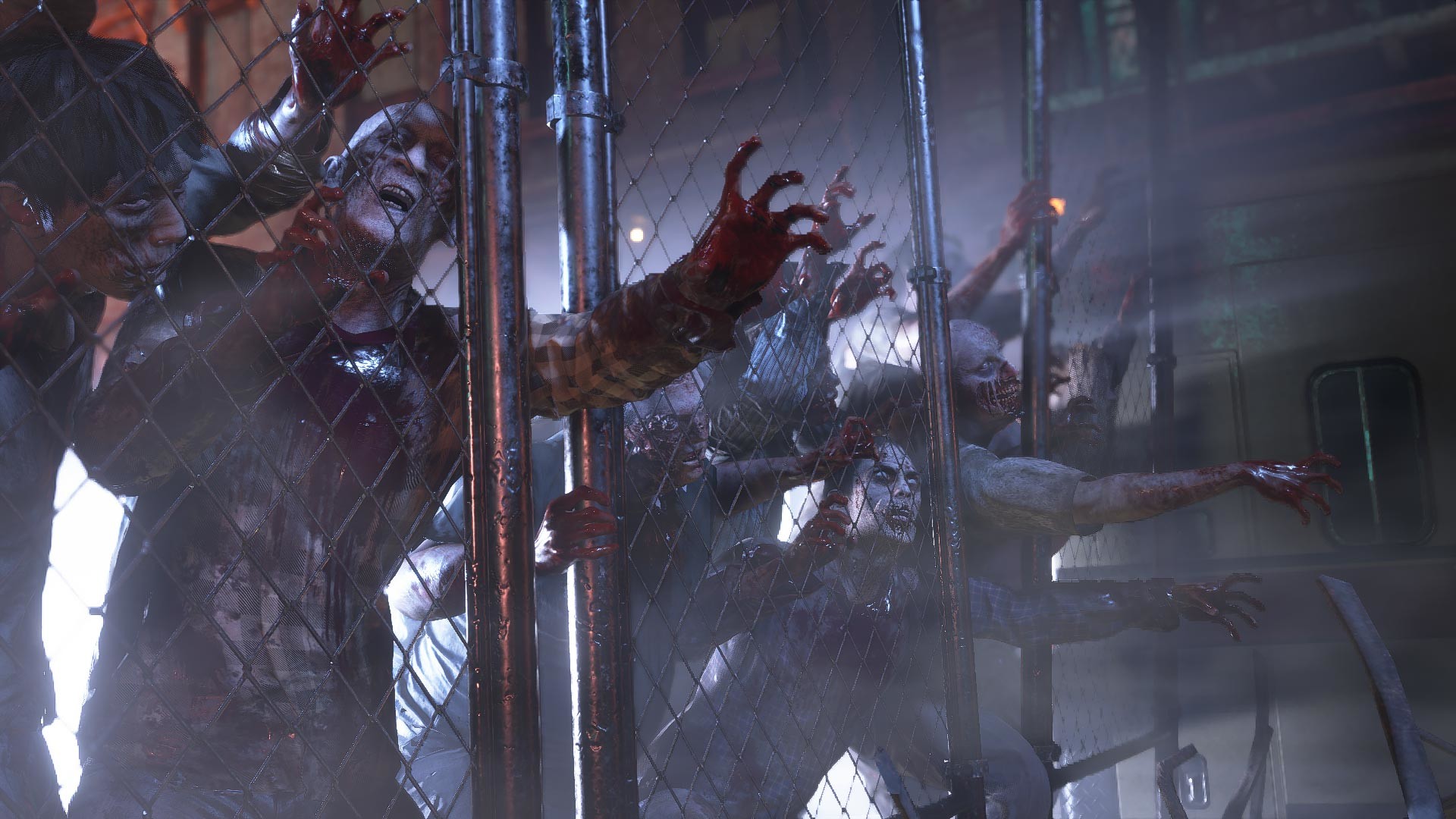 A group of zombies reaching out at a fence during one of the best Steam Spring Sale games, Resident Evil 3.