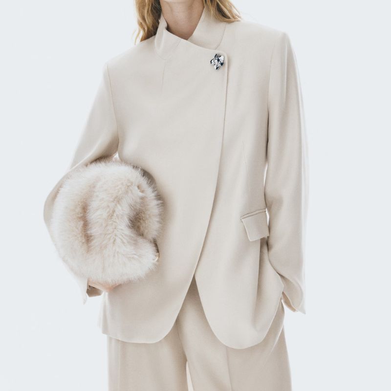 brooch fastened blazer