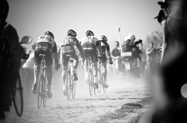 Johan Vansummeren leads the break on the Carrefour de l'Arbre. He'd make his winning move just moments later.
