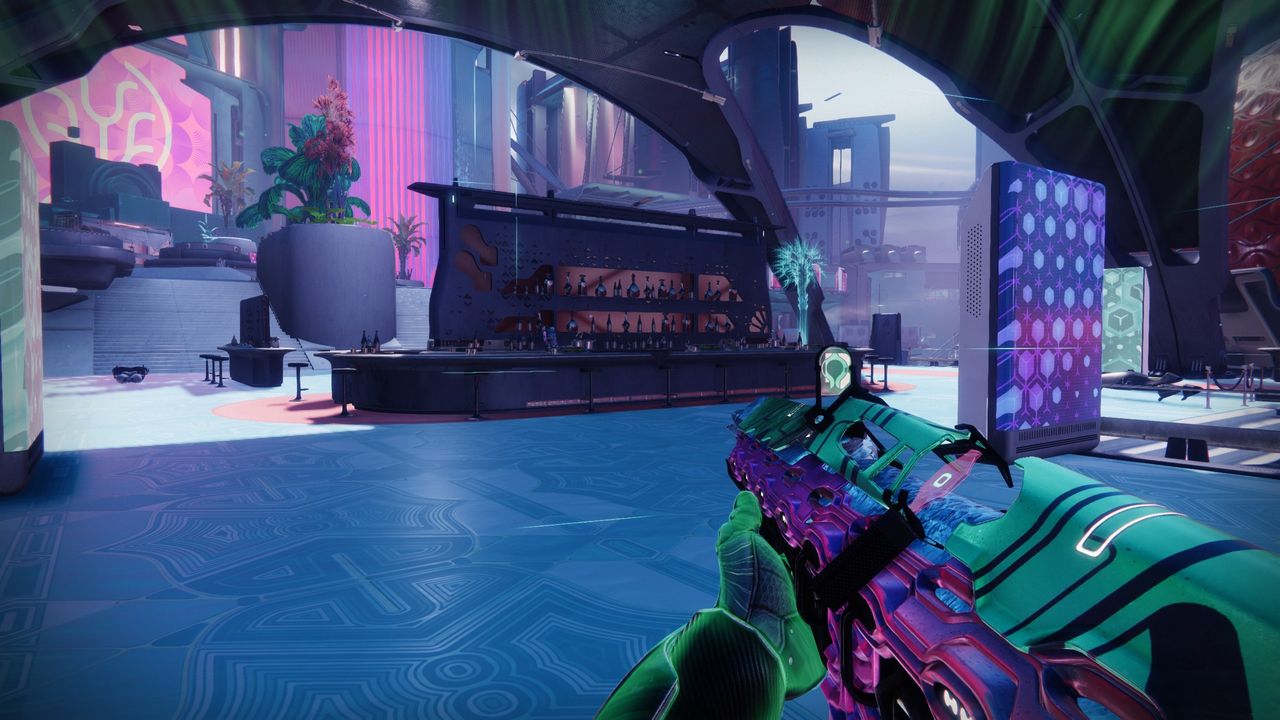 Destiny 2 action figure location - juice bar in Zephyr Concourse