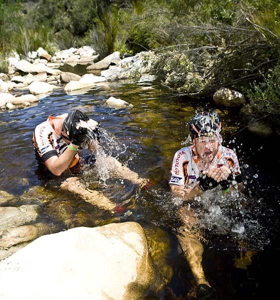 The Toyota team finds a good way to stay cool.