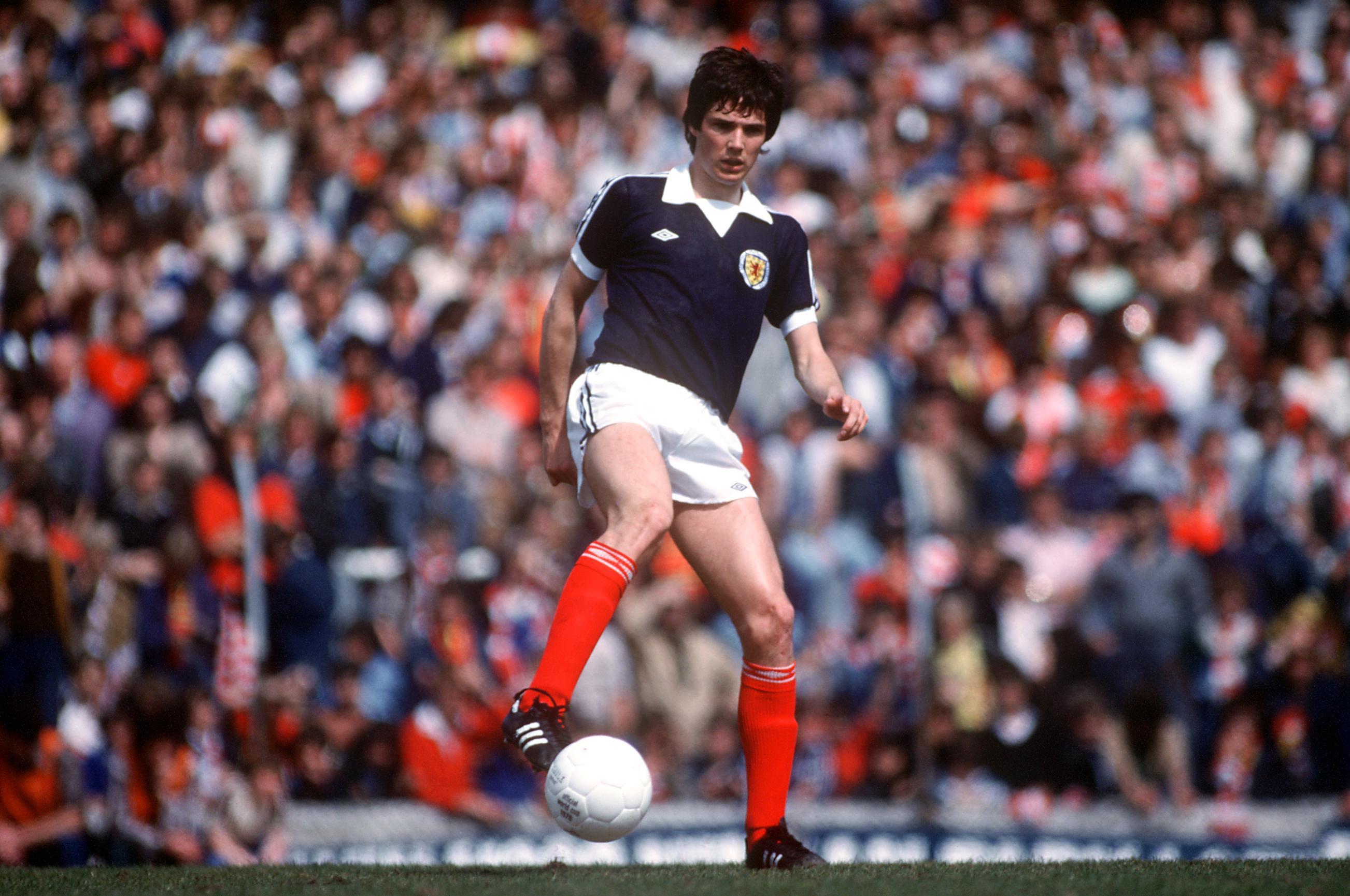 Alan Hansen playing for Scotland, 1979