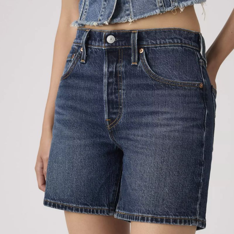 501&amp;reg; Original High Rise Mid-thigh Jean Shorts on model