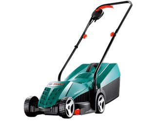 Image of blue BOSCH lawn mower