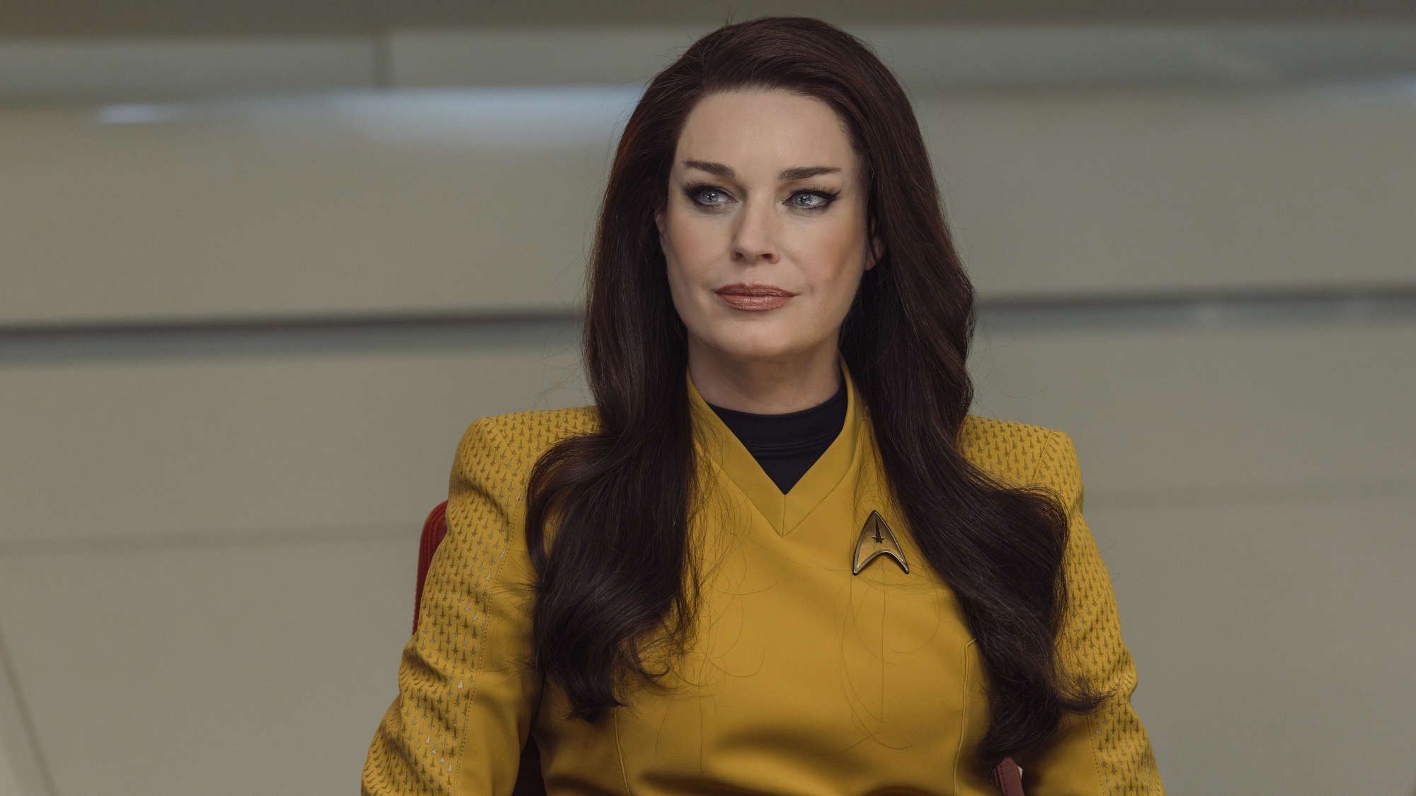 Rebecca Romijn as Una in season 4, episode 1, of Star Trek: Strange New Worlds.