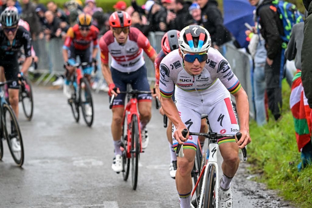 Remco Evenepoel on the attack in the 2023 edition of Liège-Bastogne-Liège