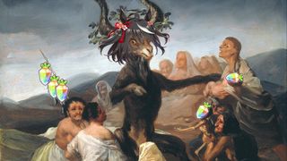 Witches' Sabbath by Francisco Goya, edited with Kitasan Black's hair and carat offerings