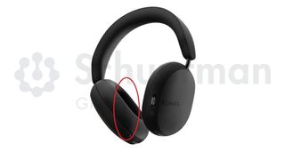 Black Sonos Ace headphones on a white, watermarked background