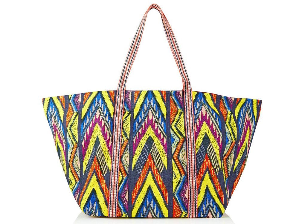 M Missoni Digital Zigzag Canvas Beach Bag 