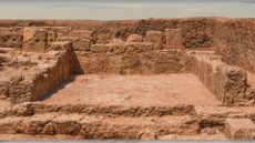 A view of an archaeological site of an excavated wine shop.