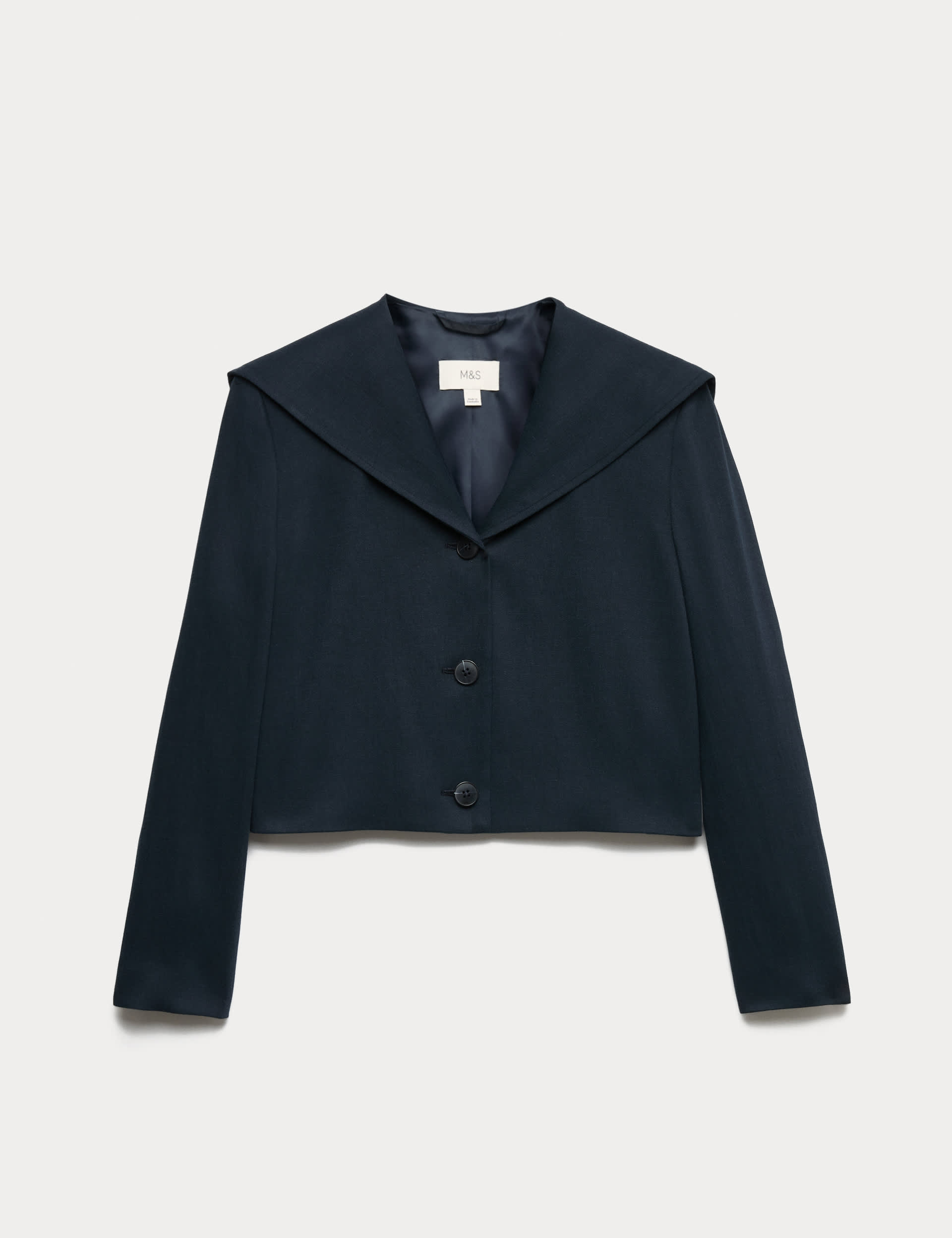 Collared Short Sailor Jacket With Linen