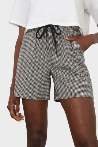 Black and White Gingham Drawstring Shorts