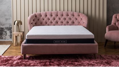 Brooke + Wilde mattress sale pink bedroom decor with mattress on