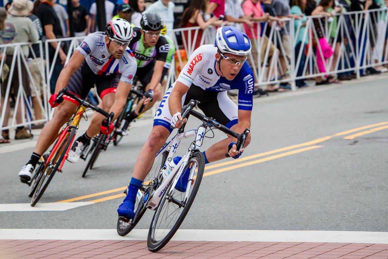 Daniel Eaton (UnitedHealthcare) leads one of the days early attacks
