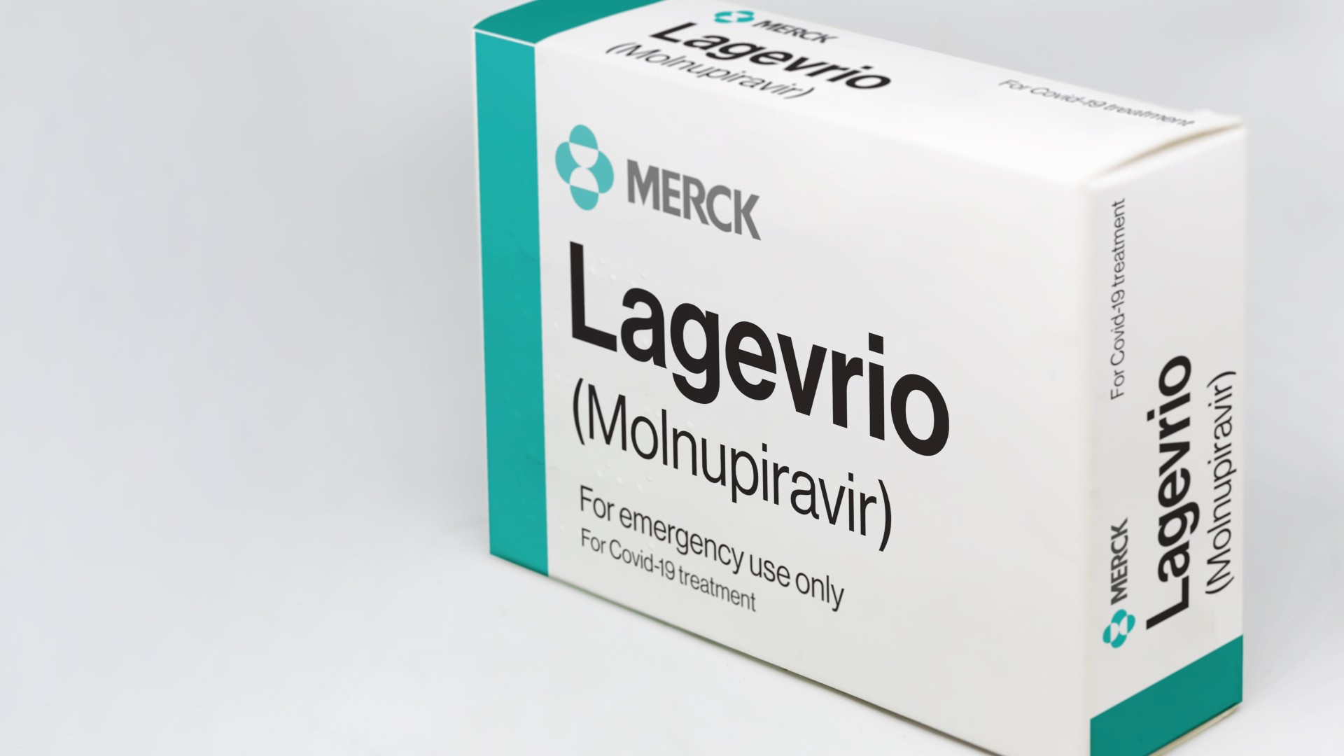 Box of Lagevrio pills against a white background