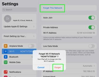 how to delete a Wi-Fi network - ipad forget