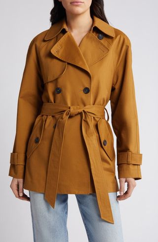 Relaxed Belted Twill Trench Coat