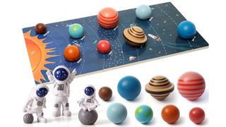 Wooden solar system model