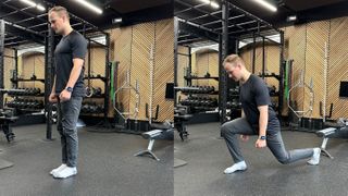 Ollie Thompson demonstrates two positions of the reverse lunge