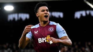 Ollie Watkins of Aston Villa celebrates scoring ahead of the Aston Villa vs Wolves live streams