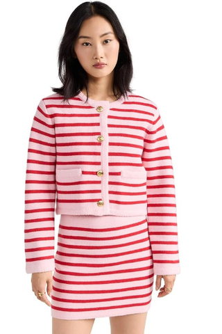 English Factory Women's Knit Striped Sweater Cardigan (Was $120) 