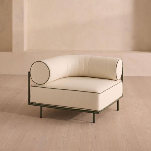 Gaspard Outdoor Corner Module, Linen, Off White