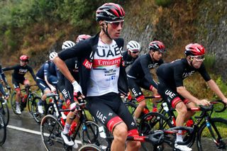 ESCHSURSRE LUXEMBOURG SEPTEMBER 15 Juan Ayuso Pesquera of Spain and UAE Team Emirates competes during the 81st SkodaTour De Luxembourg 2021 Stage 2 a 1861km stage from Steinfort to EschSurSre Eschdorf 504m skodatour skodatour on September 15 2021 in EschSurSre Luxembourg Photo by Bas CzerwinskiGetty Images