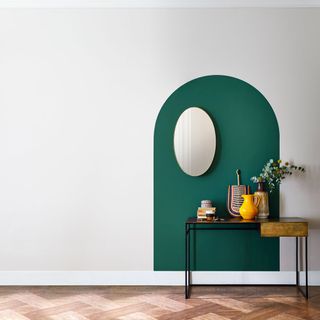 hallway with wooden flooring and worktop