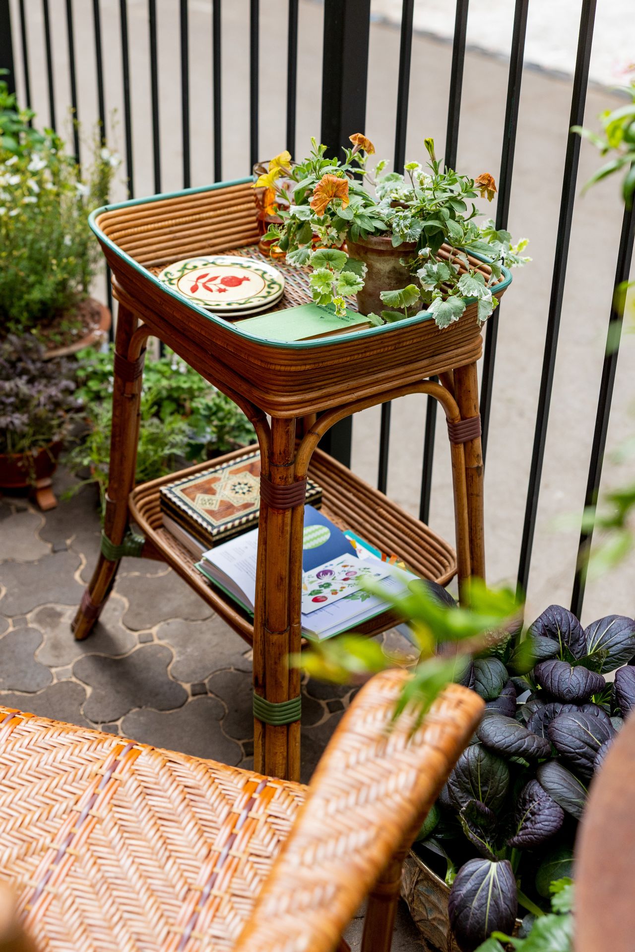 Images and close ups of the balcony garden by Viking, titled A Little Garden of Shared Knowledge.
