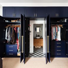 Fitted wardrobes with secret door to en suite