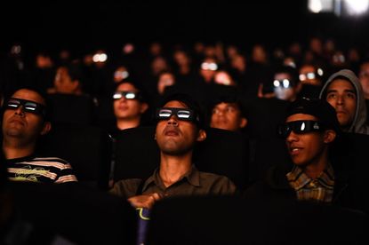 Movie-goers watch "Avengers: Endgame."