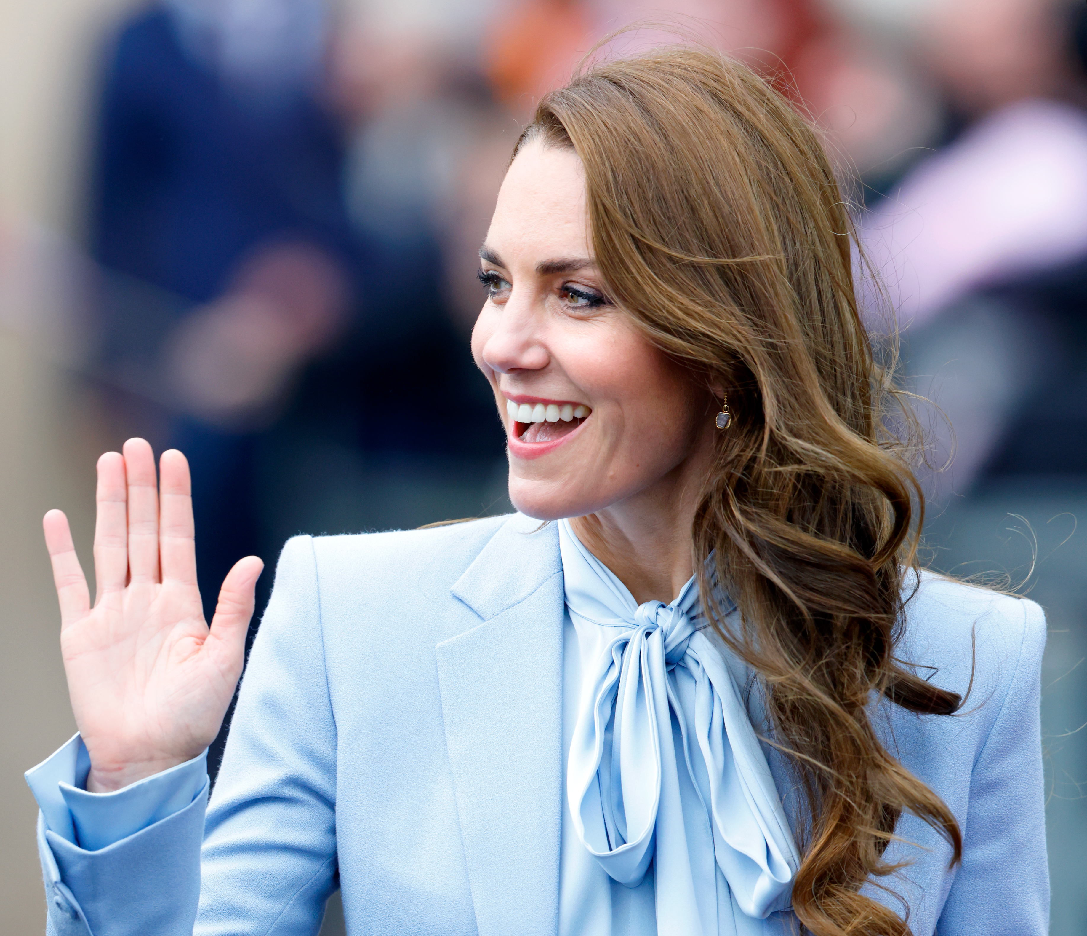 Catherine, Princess of Wales (known as Baroness Carrickfergus whilst in Northern Ireland) meets members of the public during a walkabout on October 6, 2022 in Carrickfergus, Northern Ireland.
