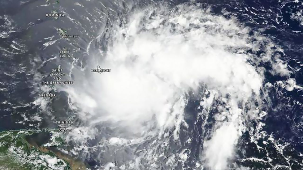 The NASA/NOAA Suomi NPP satellite captured this image of Tropical Storm Dorian on Aug. 26, 2019.