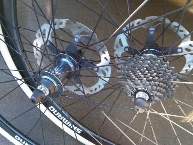 The World Champion's wheels are built around Shimano's new CX75 hubs