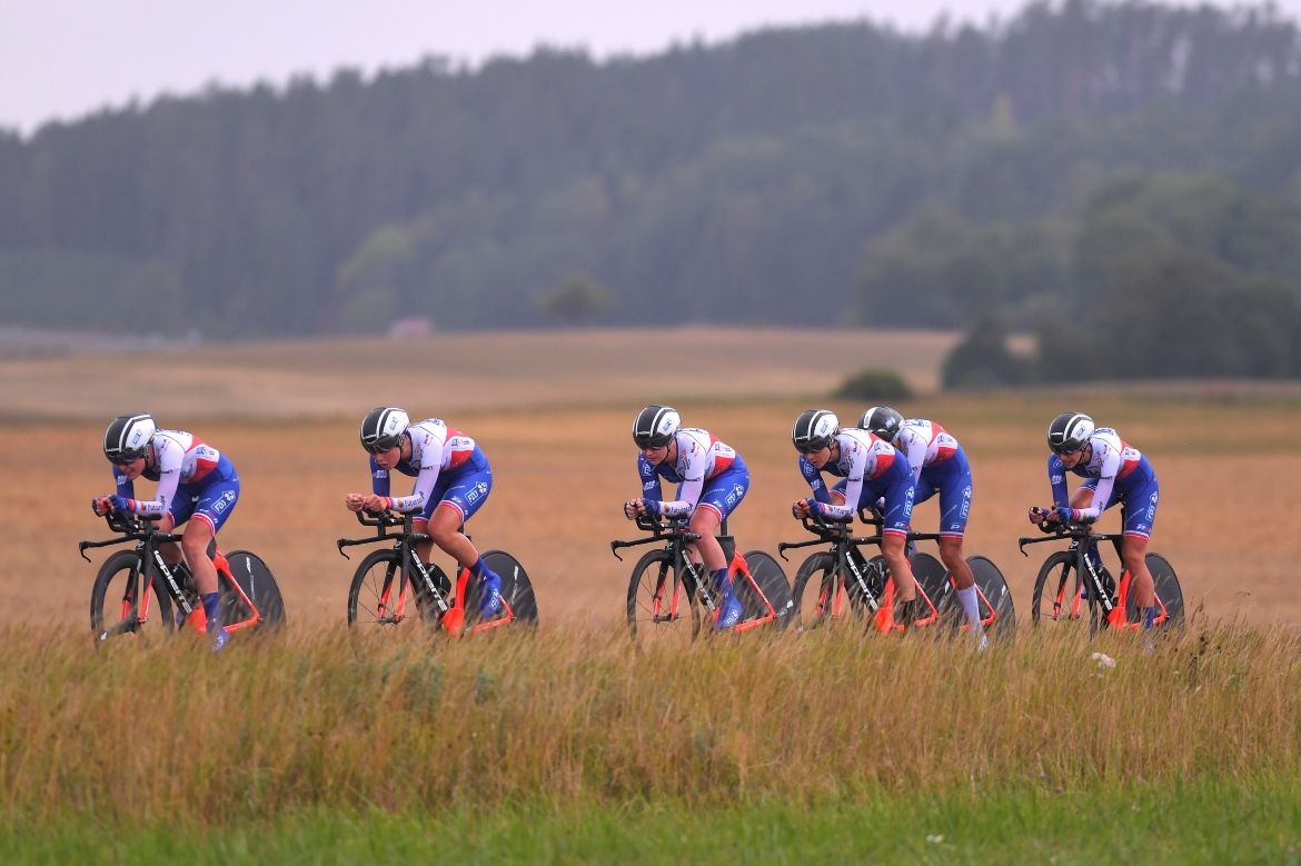 The FDJ Nouvelle Aquitaine Futuroscope at speed