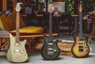 Left to right: Albert Lee in Electric Shimmer, Axis in Predator Green, and Luke in Shadow Gold.