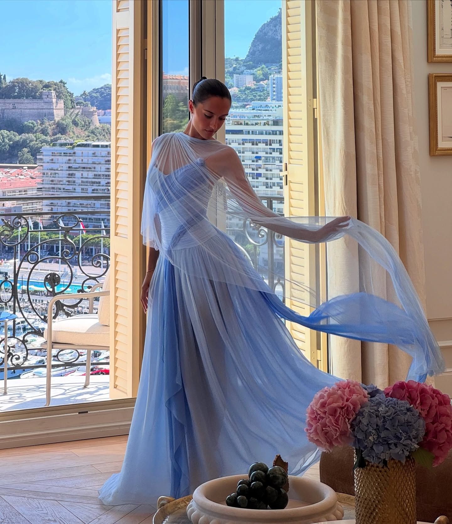 Celebrities wearing the chiffon cape trend
