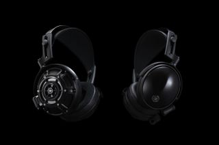 Yamaha YH-4000 and YH-C3000 wired headphones on a black background