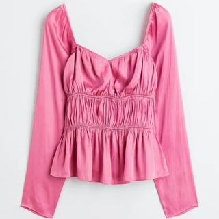 H&M Pink sweetheart neck blouse