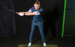 PGA pro Gareth Lewis showing how not to create lag in the golf swing