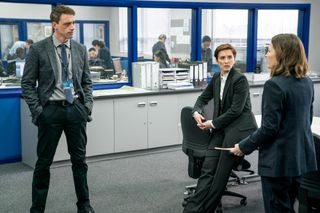 Chris Lomax with Kate Fleming and Jo Davidson in Line of Duty