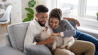 Happy couple with dog