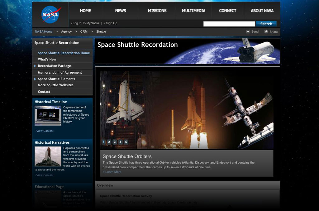 NASA&#039;s Space Shuttle Recordation Website 