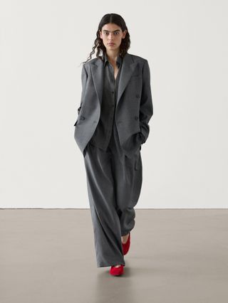 Double-Breasted 100% Wool Blazer Co-Ord