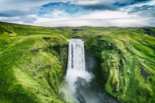 Skogafoss is a waterfall in Iceland.