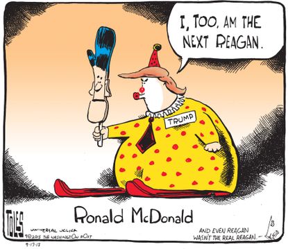 Political cartoon U.S. Donald Trump Ronald Reagan