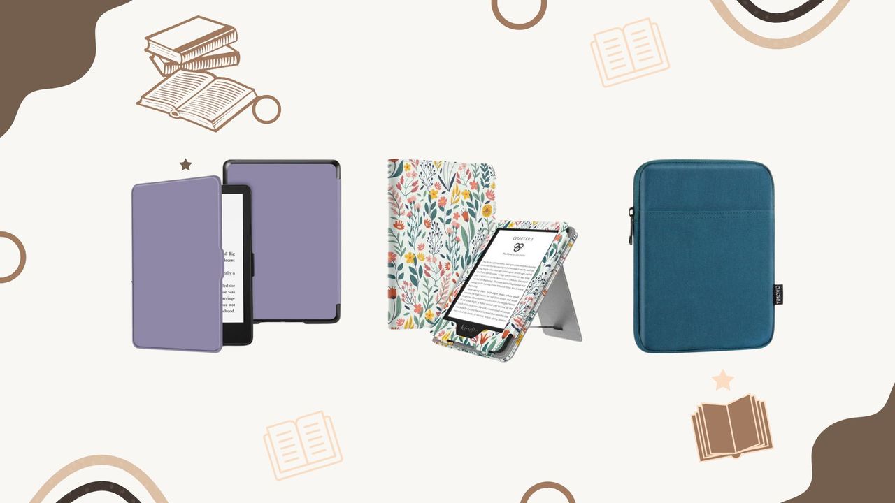 Three of the best kindle cases on a book background