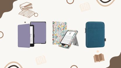 Three of the best kindle cases on a book background