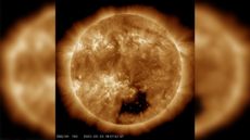 A massive dark patch on the south pole of the sun.